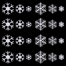 24Pcs 6 Styles Cloth Snowflake Self-adhesion Embroidery Sew on Appliques, Sewing Craft Decoration