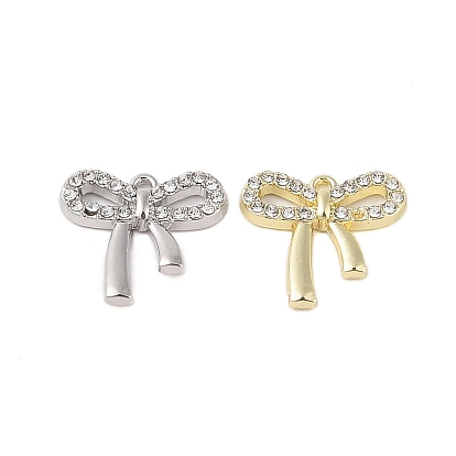 Rack Plating Alloy with Rhinestone Pendants, Bowknot