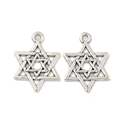 Tibetan Style Alloy Magen David Star Pendants, Cadmium Free & Lead Free, 21x15x1.5mm, Hole: 2mm, about 555pcs/500g