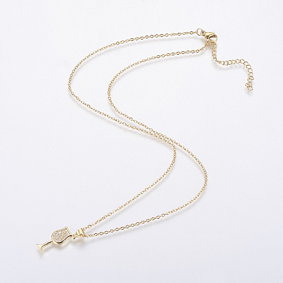 Подвеска из нержавеющей стали ожерелья, с латунными микропроволочными кубическими циркониевыми подвесками, бокал