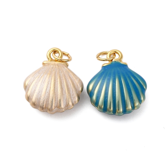 Латунь эмаль подвески, стойки покрытие, долговечный, с целью перехода в кольце, без кадмия и без свинца, шарм в форме ракушки, реальный 18 k позолоченный