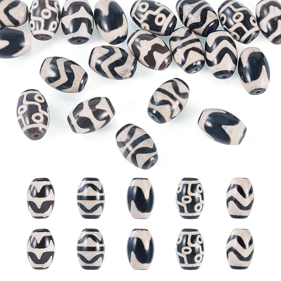 20 шт. 5 стили тибетские бусины дзи из агата, природных бисера агат, окрашенная и подогревом, баррель