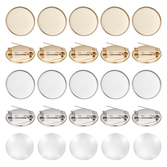 Набор для самостоятельного изготовления броши-купола, включая плоские круглые 304 закрепки из нержавеющей стали, Кабошоны из стекла