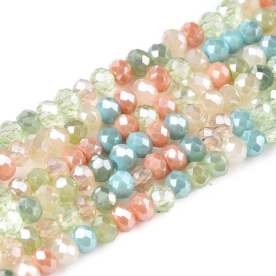 Стеклянные бусины с гальваническим покрытием , граненый(32 граненый), рондель