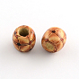 Barrel Printed Natural Wood Large Hole Beads, Macrame Beads, 16~17x15~16mm, Hole: 6~7mm, about 665pcs/1000g