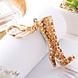 Rhinestone High Boots Keychains, with Enamel, KC Gold Plated Alloy Charm Keychain