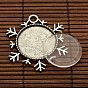 25x4mm Dome Transparent Glass Cabochons and Christmas Ornaments Alloy Snowflake Pendant Cabochon Settings DIY, Pendant: 43x38x2mm, Tray: 25mm, Hole: 4mm