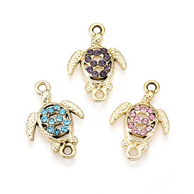 Подвески из сплава со стразами, золотой свет, без кадмия и без свинца, черепаха