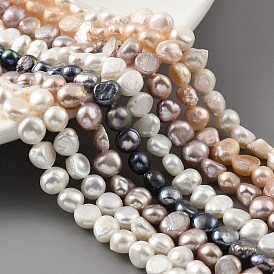 Natural Cultured Freshwater Pearl Beads Strands, Two Sides Polished