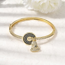 Браслеты на цепочке из латуни с микропаве и кубическим цирконием., браслеты с подвесками для женщин, стойки покрытие, долговечный, без свинца и без кадмия