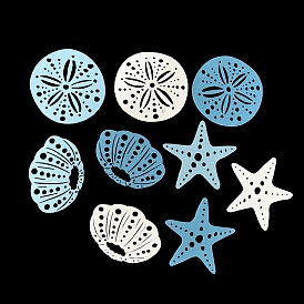 Feuilles de bois en forme d'étoile de mer/oursin/coquille, fournitures d'artisanat en bois