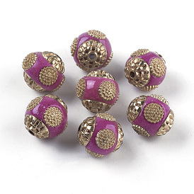 Handmade Indonesia Beads, with Metal Findings, Round