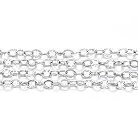 Ion Plating(IP) 304 Stainless Steel Cable Chains, Soldered, with Spool, Flat Oval