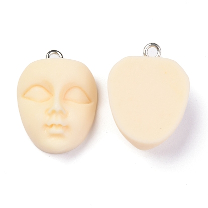 Resin Pendants, with Platinum Iron Loop, Face