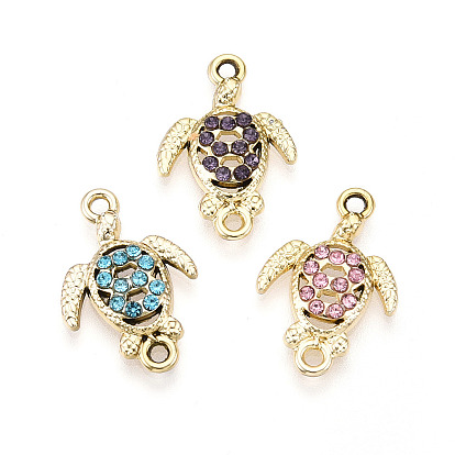 Подвески из сплава со стразами, золотой свет, без кадмия и без свинца, черепаха