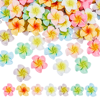 98шт 7 цветные кабошоны из непрозрачной смолы, Плюмерия цветок