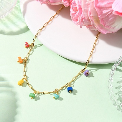 Окрашенные натуральные пресноводные ракушки, разноцветные кисточки, латунные скрепки, ожерелья-чакры