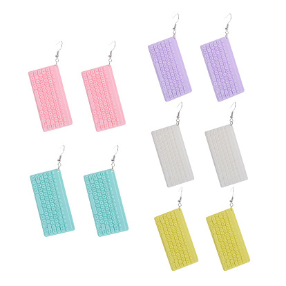 Серьги-подвески из смолы в виде клавиатуры, платина