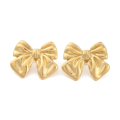 Ионное покрытие (ip) 304 серьги-гвоздики из нержавеющей стали для женщин, бантом