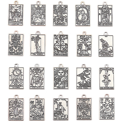 2 комплекты подвесок из цинкового сплава в тибетском стиле, прямоугольник с Таро