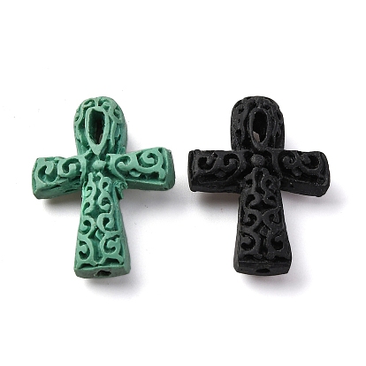 Киноварь бисера, резные лакированные, Анк крест