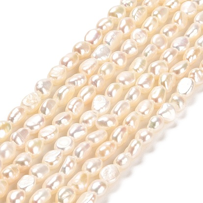 Natural Cultured Freshwater Pearl Beads Strands, Two Sides Polished, Grade 4A