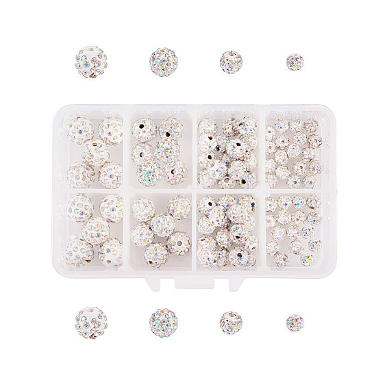 NBEADS Handmade Polymer Clay Glass Rhinestone Beads, Disco Ball Beads