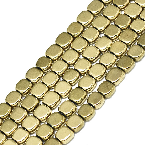Electroplate Non-magnetic Synthetic Hematite Beads Strands, Square