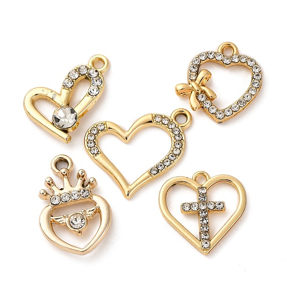 Подвески из сплава и страза, сердце