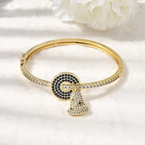 Браслеты на цепочке из латуни с микропаве и кубическим цирконием., браслеты с подвесками для женщин, стойки покрытие, долговечный, без свинца и без кадмия