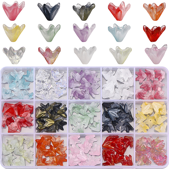 150 шт. 15 цвета колпачки для бусин ручной работы в технике лэмпворк, Цветок лилии