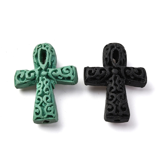 Киноварь бисера, резные лакированные, Анк крест