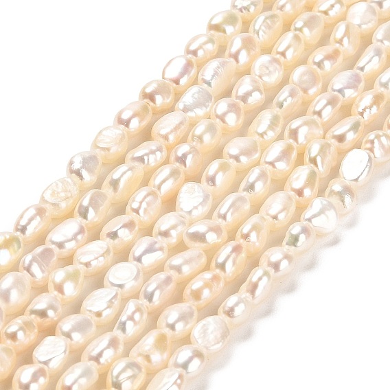 Natural Cultured Freshwater Pearl Beads Strands, Two Sides Polished, Grade 4A