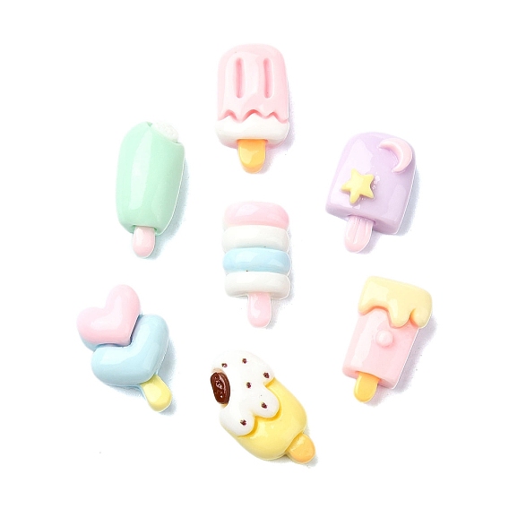 Macaron Color Opaque Resin Imitation Food Decoden Cabochons, Ice Cream