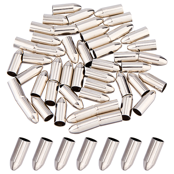 50Pcs Iron Cord End, Bullet Shape