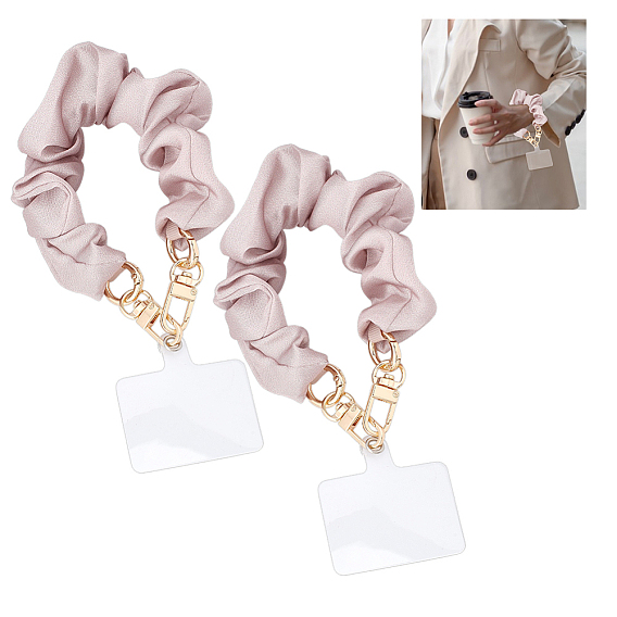 2 Bolsas de poliéster con correas para móviles, con parche para cordón de teléfono móvil y anillas de resorte de aleación y cierres giratorios, dorado