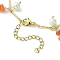 4 pcs 4 style naturel mélangé pierres précieuses puces et perles de coquillage bracelets à breloques ensemble pour les femmes