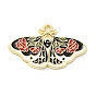 Alloy Enamel Pendants, Golden, Butterfly with Flower Charm