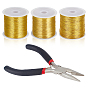3 Rolls 3 Size Round Copper Wire, with Flat Nose Pliers, for DIY Craft, Long-Lasting Plated