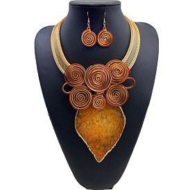 Комплекты из висячих серег и ожерелий из сплава и алюминия, с подвеской в виде листочка из смолы