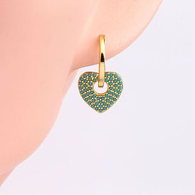 Minimalist S925 Silver Heart Earrings with Gemstones for Elegant Women