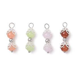 4 шт. 4 цвета, имитация нефрита, подвески из стекла, окрашенные методом выпекания, круглые, с латунной фурнитурой 