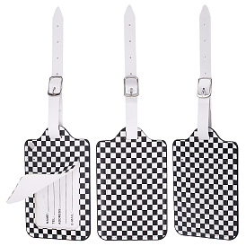 3шт. багажная бирка из искусственной кожи, с застежкой, этикетки для путешествий, бирки с именами чемоданов, прямоугольник с рисунком тартана