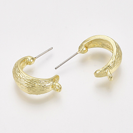 Alloy Stud Earring Findings, Half Hoop Earrings, with Loop