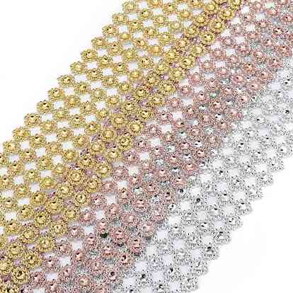 6 Rows Plastic Diamond Mesh Wrap Roll, Rhinestone Crystal Ribbon, for DIY Wedding Party Favors Decorations Craft