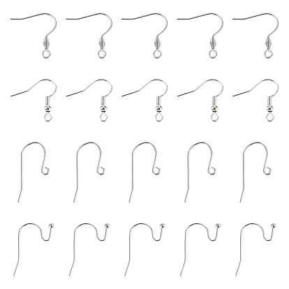 40Pcs 4 Styles 304 Stainless Steel Earring Hooks, Ear Wire, with Vertical Loop