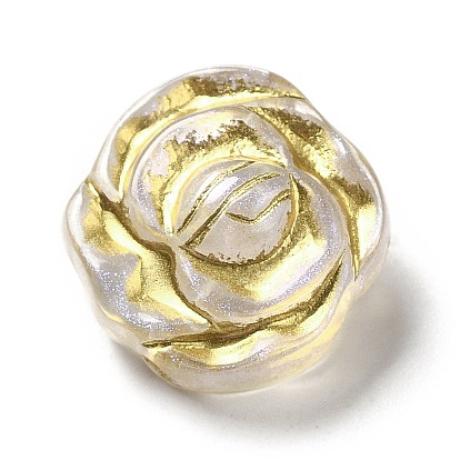 UV Plating Acrylic Beads, Golden Metal Enlaced, Flower