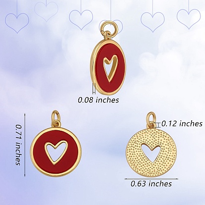 Gemstone Pendants, with Real 18K Gold Plated Brass Findings, Long-Lasting Plated, Flat Round with Heart