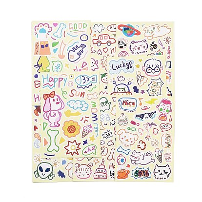 8 pegatinas autoadhesivas de pvc, calcomanías impermeables, para el diario de álbumes de bricolaje, scrapbooking de dibujos animados de decoración de portátil