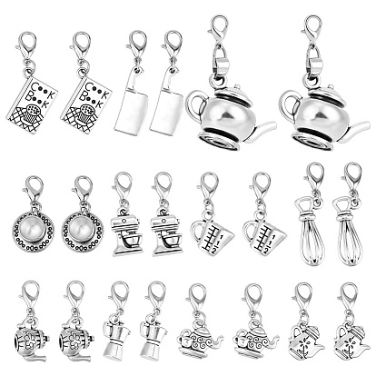 26pcs 13 décorations de pendentif en alliage de style, avec alliage homard fermoirs pince, formes mixtes